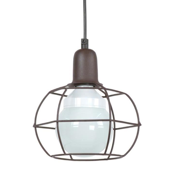 HEX GLOBE Suspension fil acier - 18x18x80 cm - Marron