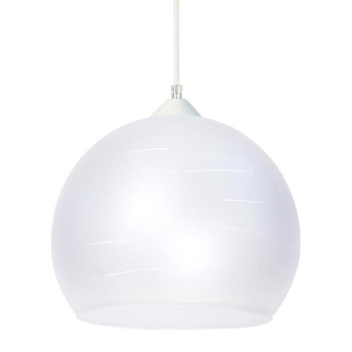 ACTUELLE Suspension verre soufflé bouche - 30x30x90 cm - Blanc