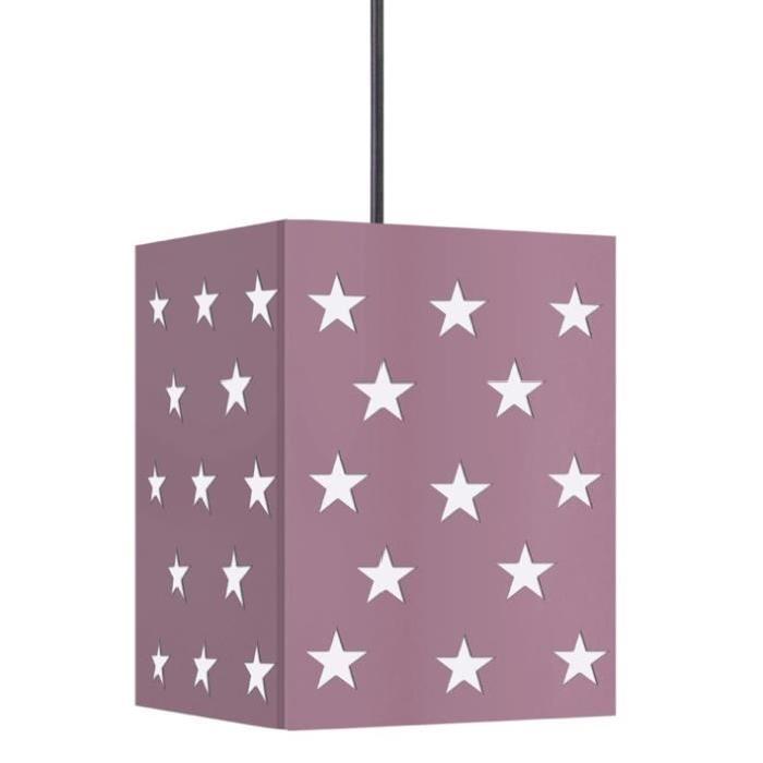 ETOILES Suspension tôle acier laser - 18x18x60 cm - Mauve