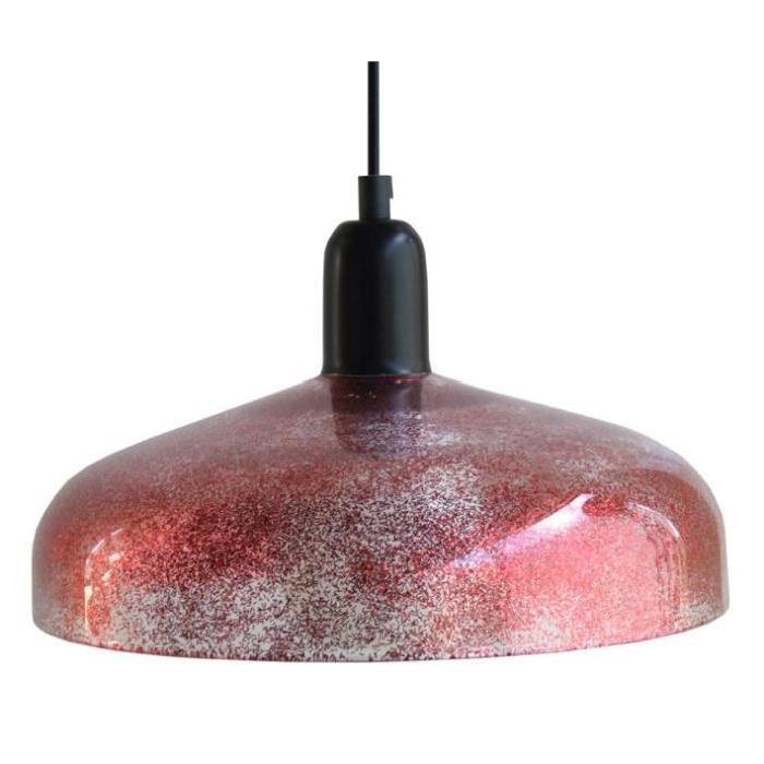 GLITTER DÔME Suspension verre soufflé - 29x29x60 cm - Rouge / argenté