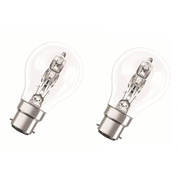 OSRAM Lot de 2 ampoules Eco-Halogenes B22 77 W équivalent a 100 W forme classique