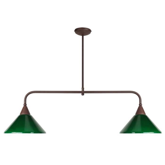 TOMBANTELustre billard acier 90x90x70 cm Marron et vert