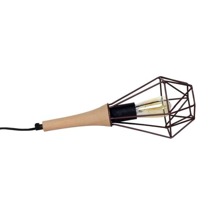 OLYMPIA Lampe baladeuse Bois hetre - 15x15x35cm Marron/Noir