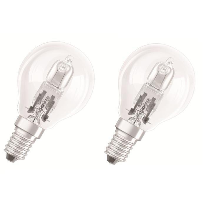 OSRAM Lot de 2 ampoules Eco-Halogenes E14 20 W équivalent a 25 W forme sphérique