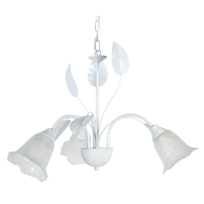 Lustre Eglantine 3 lumieres E14 15 W Blanc