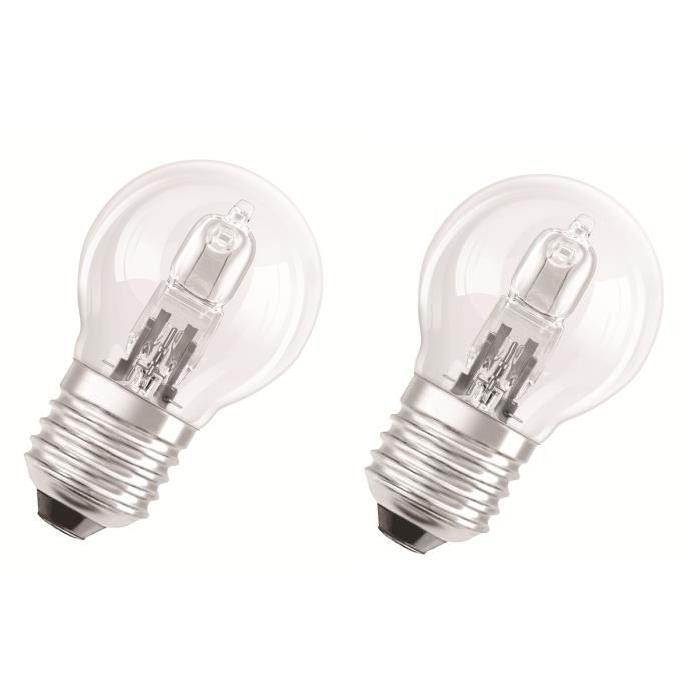 OSRAM Lot de 2 ampoules Eco-Halogenes E27 20 W équivalent a 25 W forme sphérique