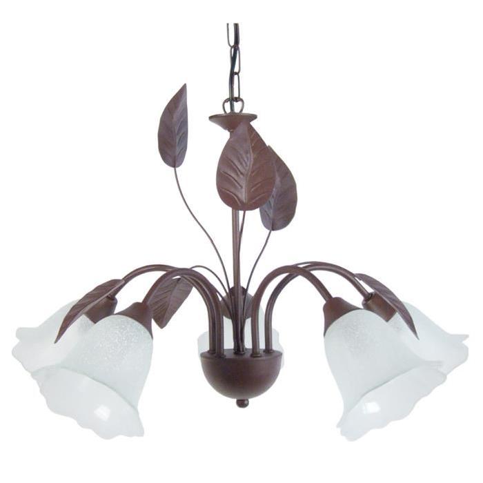 Lustre Eglantine 5 lumieres E14 15 W Marron