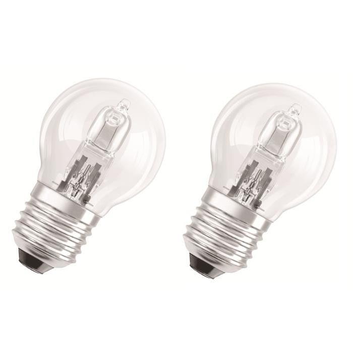 OSRAM Lot de 2 ampoules Eco-Halogenes E27 30 W équivalent a 40 W forme sphérique