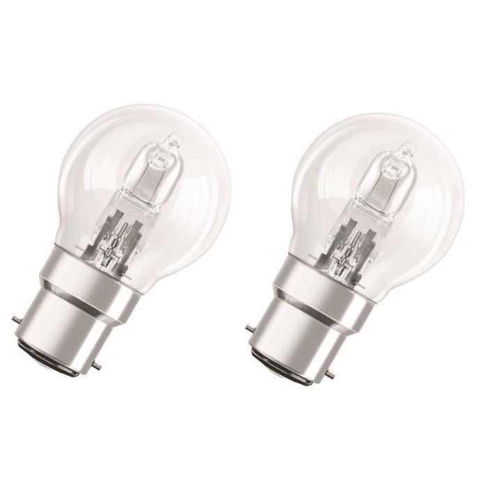 OSRAM Lot de 2 ampoules Eco-Halogenes B22 30 W équivalent a 40 W forme sphérique