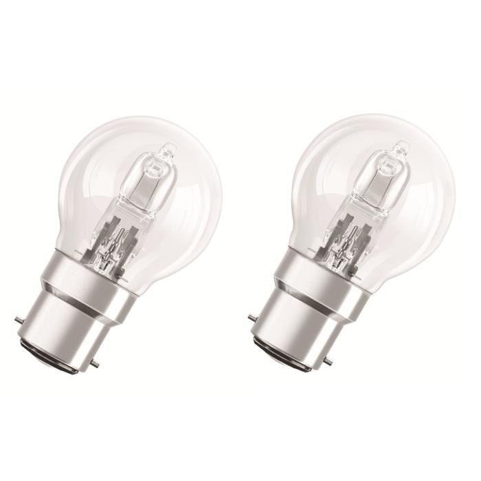 OSRAM Lot de 2 ampoules Eco-Halogenes B22 46 W équivalent a 60 W forme sphérique