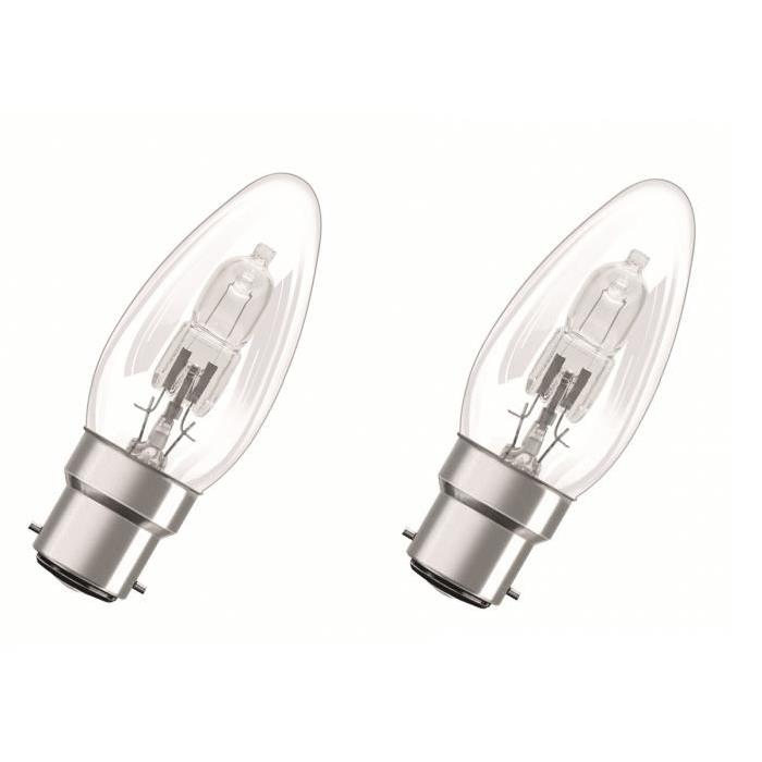 OSRAM Lot de 2 ampoules Eco-Halogenes B22 30 W équivalent a 40 W forme flamme