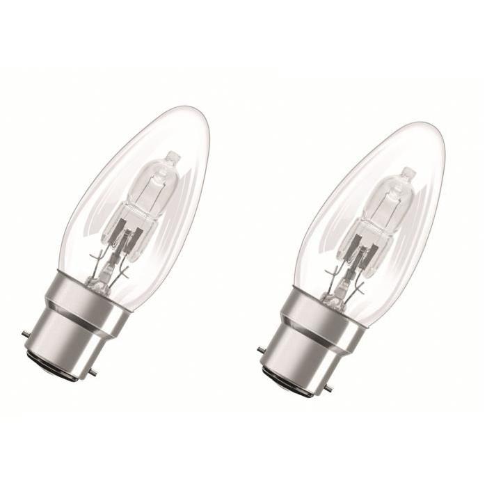 OSRAM Lot de 2 ampoules Eco-Halogenes B22 46 W équivalent a 60 W forme flamme