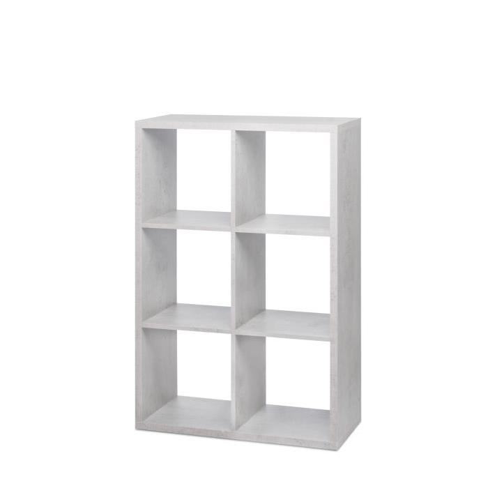 MAX Etagere avec 6 cubes - Style contemporain - Béton clair - L 73 cm