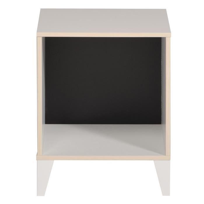 KAREA Cube de rangement 1 case scandinave décor blanc et acacia clair - L 36 cm