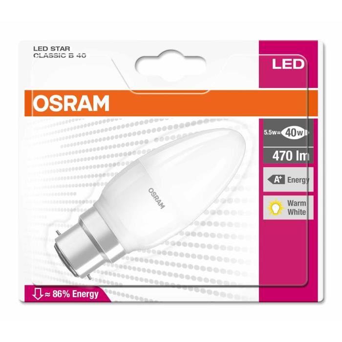 OSRAM Ampoule LED B22 6 W équivalent a 40 W blanc chaud