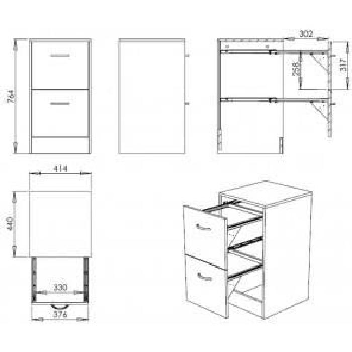 Classeur 2 tiroirs pour dossiers suspendus 41,4 cm - Blanc