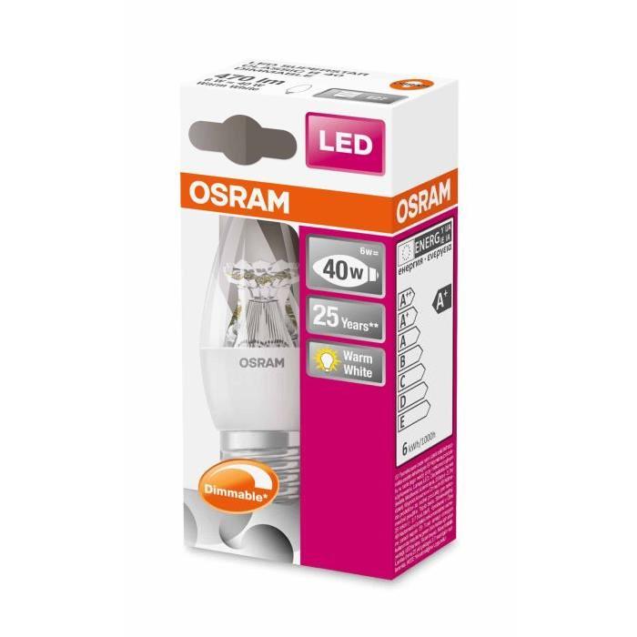 OSRAM Ampoule LED E27 6 W équivalent a 40 W blanc chaud dimmable variateur