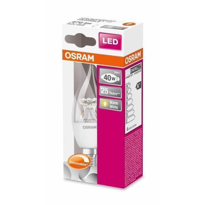 OSRAM Ampoule LED E14 6 W équivalent a 40 W blanc chaud dimmable variateur