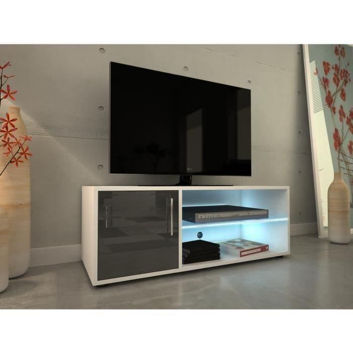 KORA Meuble TV 100 cm avec éclairage LED - Laqué gris