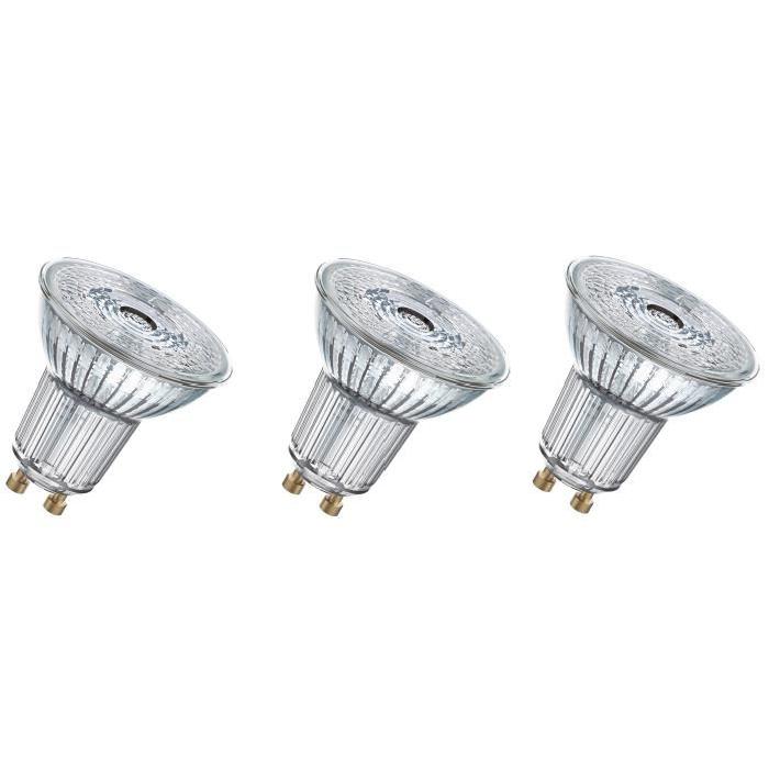 OSRAM Lot de 3 Ampoules Spots LED PAR16 GU10 4,3 W équivalent a 50 W blanc chaud