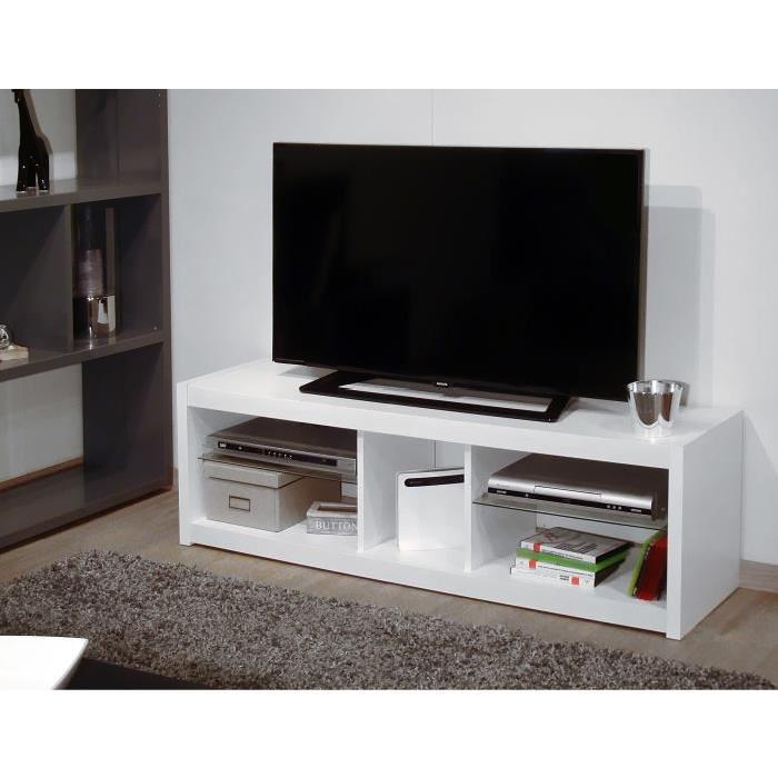 INFINY Meuble TV contemporain Blanc - L 125 cm