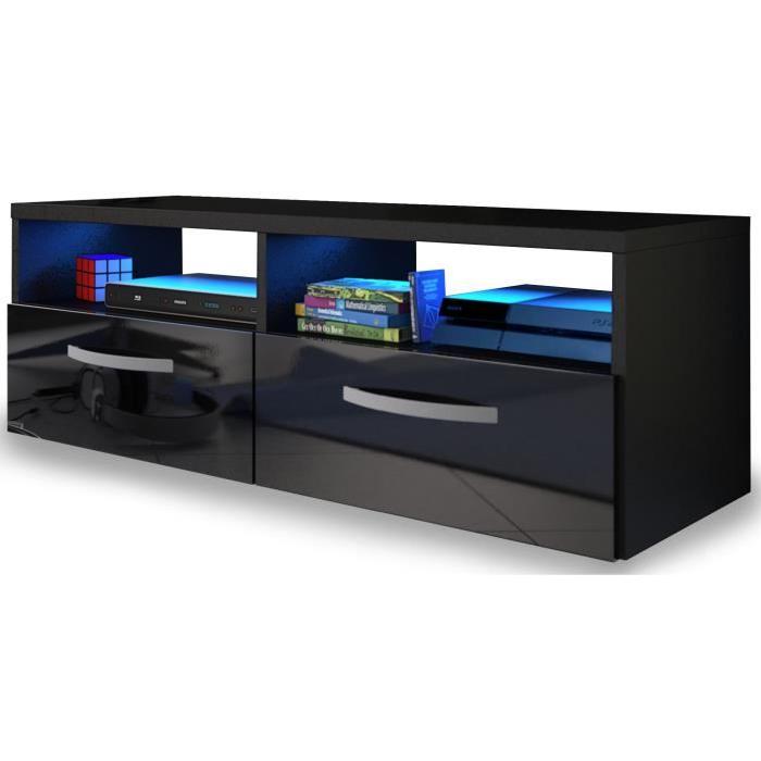 KOSMO 2 Meuble TV LED contemporain décor noir brillant L 97 cm