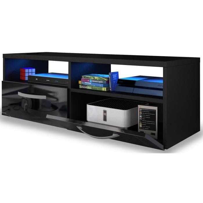 KOSMO 2 Meuble TV LED contemporain décor noir brillant L 97 cm