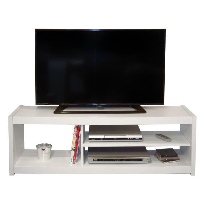 SLONE Meuble TV contemporain Blanc - L 125 cm