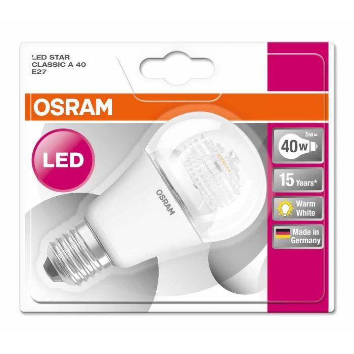 OSRAM Ampoule LED E27 5 W équivalent a 40 W blanc chaud