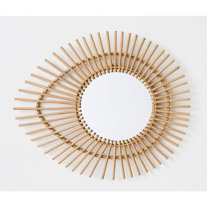 SUNNY Miroir en rotin forme ovale Ř65x55 cm beige