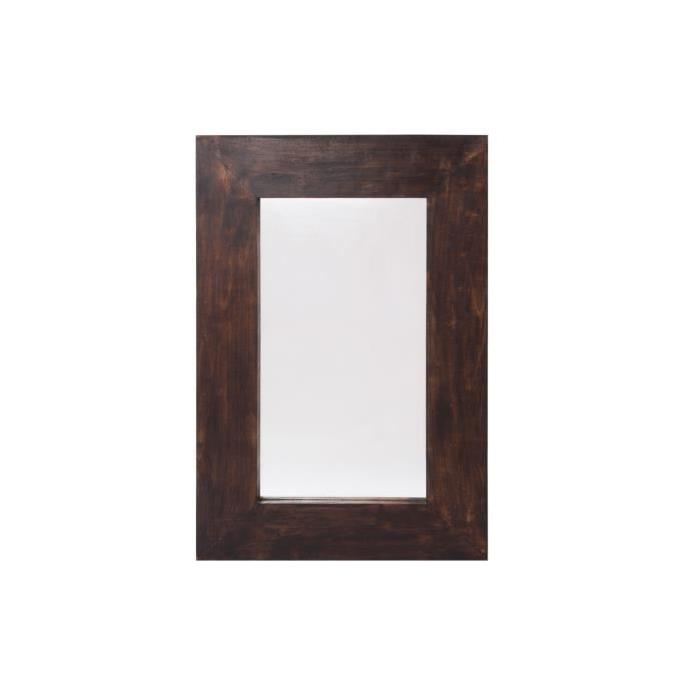 Miroir mural déco bois - 90 x 60 x 5 cm -Manche marron