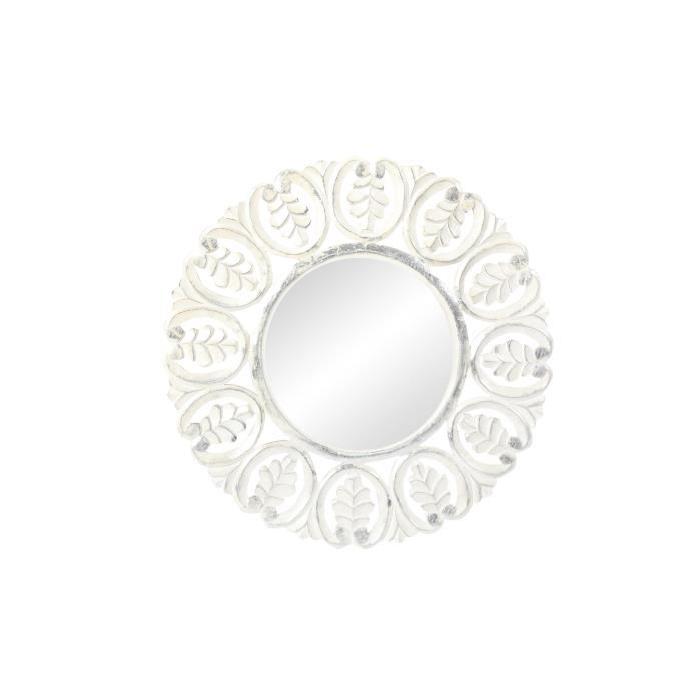 Miroir mural bois - 60 x 2 cm - Argent vieilli