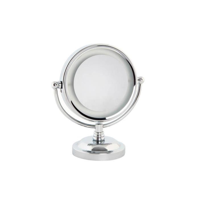 Miroir salle de bain vanitys - métal chrome 15x23 cm lumiere leds x5
