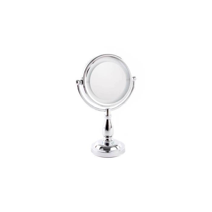 Miroir salle de bain vanitys - métal chrome 15x26 cm lumiere leds x5