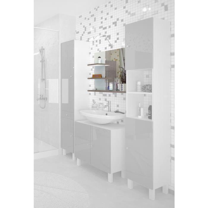 CORAIL Meuble miroir de salle de bain 60 cm - Taupe Haute Brillance