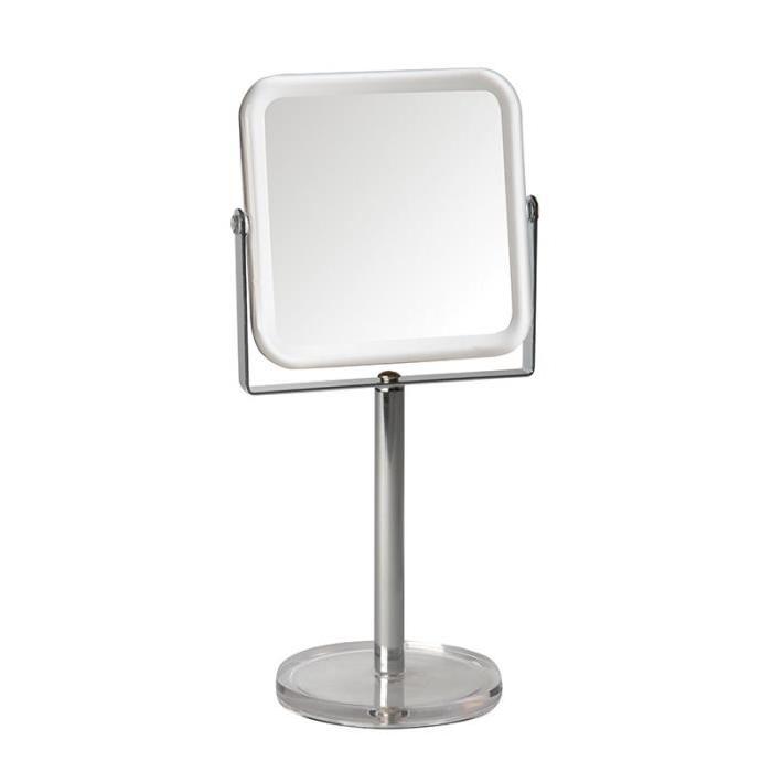 GERSON Miroir sur pied grossissant - Transparent et chromé - 12x12 cm - H29 cm