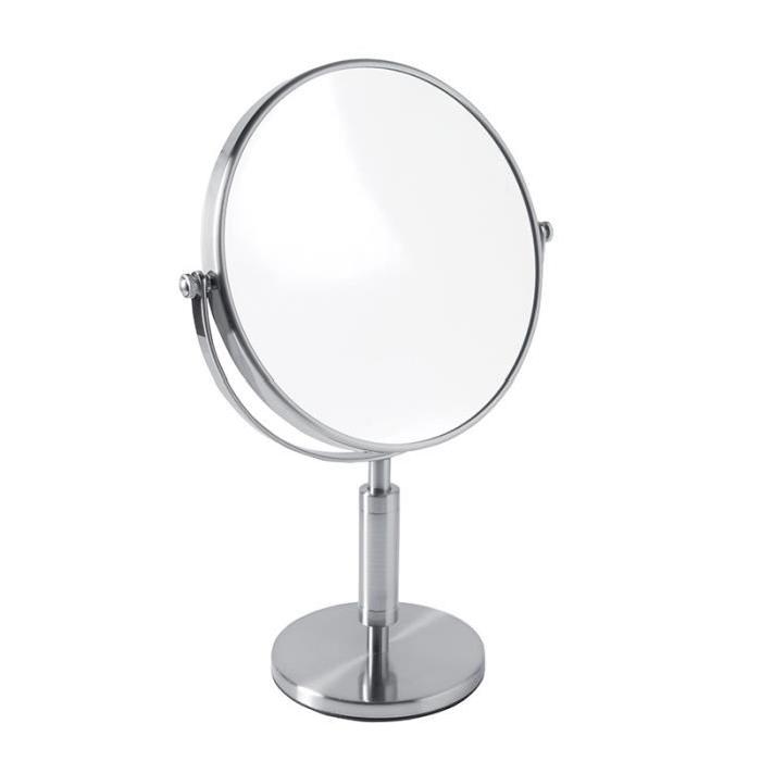 GERSON Miroir sur pied grossissant - Transparent et chromé - 12x12 cm - H29 cm