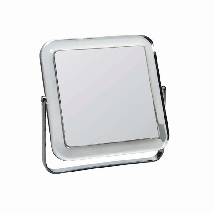 GERSON Miroir grossissant carré - Transparent et chromé - 18x18 cm
