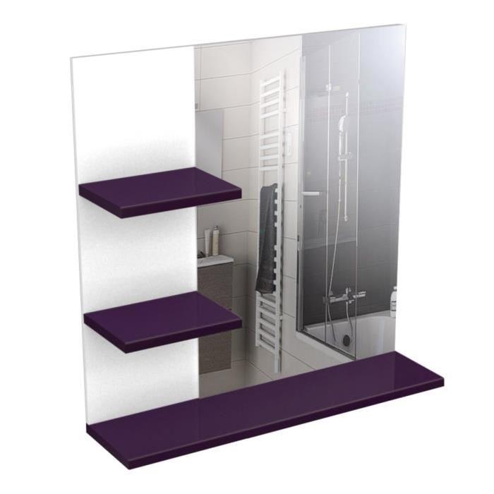 CORAIL Meuble miroir de salle de bain L 60 cm - Aubergine Laqué