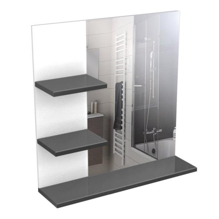 CORAIL Meuble miroir de salle de bain L 60 cm - Gris Laqué