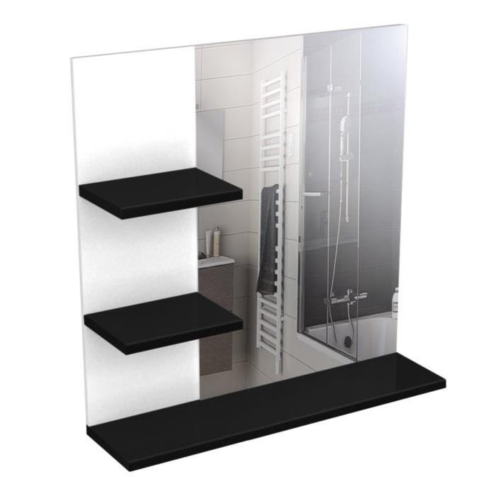CORAIL Meuble miroir de salle de bain L 60 cm - Noir Laqué