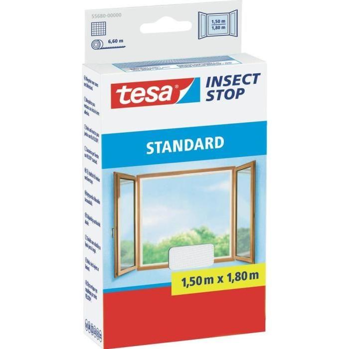 TESA Moustiquaire Standard pour fenetres - 1,5 m x 1,8 m - Blanc