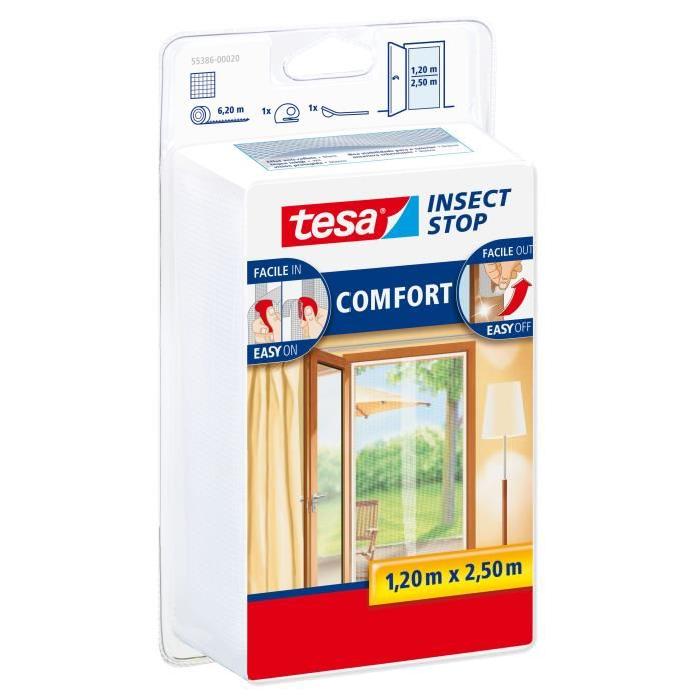 TESA Moustiquaire Comfort pour portes - 2 x 0,65 x 2,5 m - Blanc