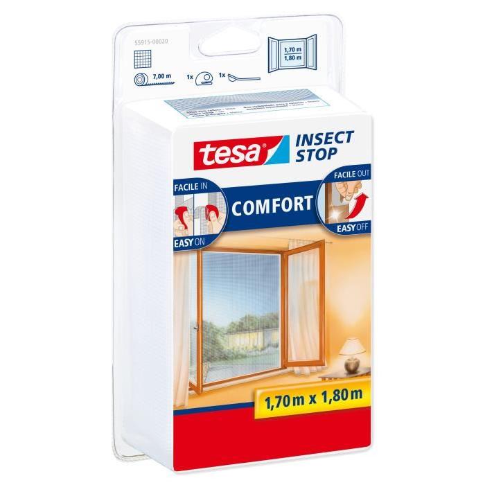 TESA Moustiquaire Comfort pour fenetres - 1,7 m x 1,8 m - Blanc