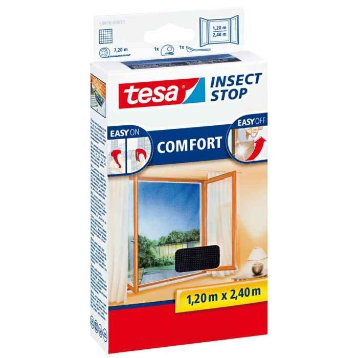 TESA Moustiquaire Comfort pour porte-fenetres - 1,20 m x 2,4 m - Blanc