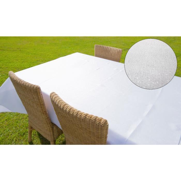 SUCRE D'OCRE Nappe rectangle BELLA - 140x250cm - Polyester Blanc