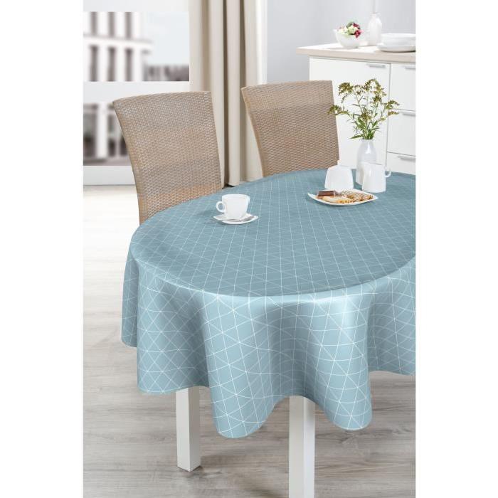 CORYL Nappe Lautrec ovale - 160x240 cm - Bleu pastels - Motifs géométriques