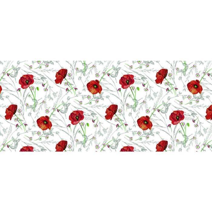 CORYL Nappe Lautrec ovale - 160x240 cm - Blanc - Motifs coquelicots