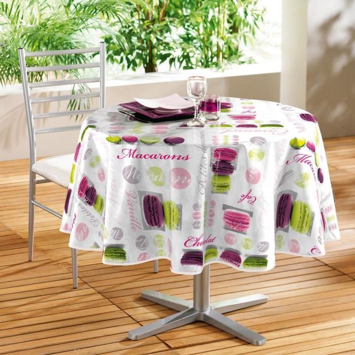 DOUCEUR D'INTERIEUR Nappe toile cirée Décor line Photoprint 160 cm prune