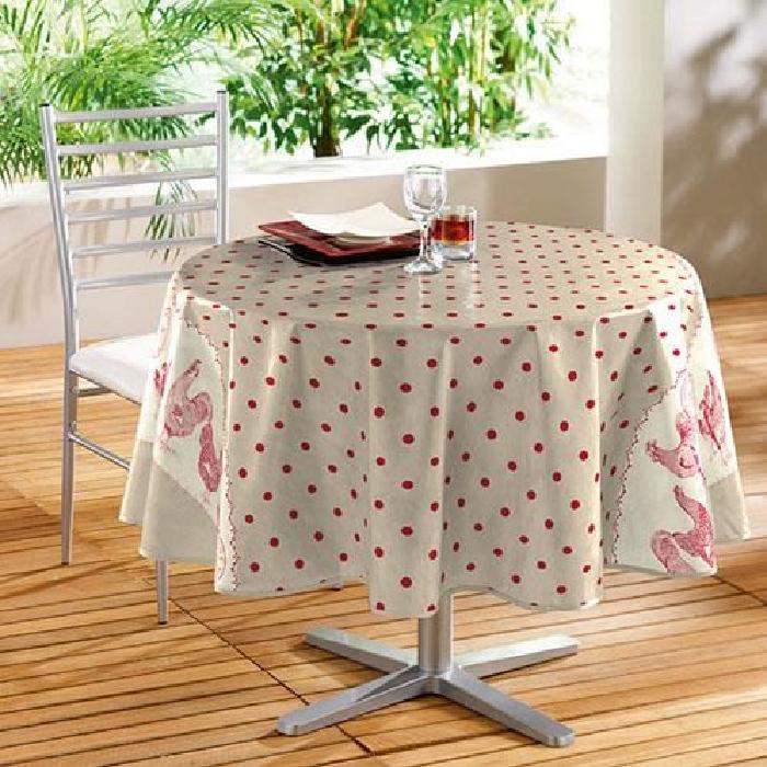 DOUCEUR D'INTERIEUR Nappe toile cirée Décor line Belle époque 160 cm rouge